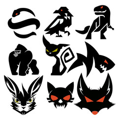 Abstract Geometric Animal Icons and Silhouette Logo Design Elements © Adel