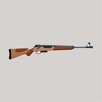 Realistic brown and black rifle illustration on clean gray background