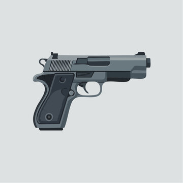 Modern gray semi-automatic pistol vector illustration isolated