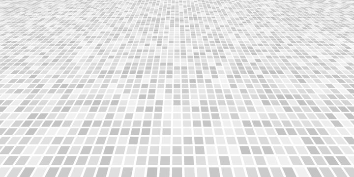 Silver mosaic disco ball background with white mirror glitter and light spots texture. Shiny grey tones sequin pattern. Festive fashion decoration. Glam sparkle Christmas wall. Vector illustration.