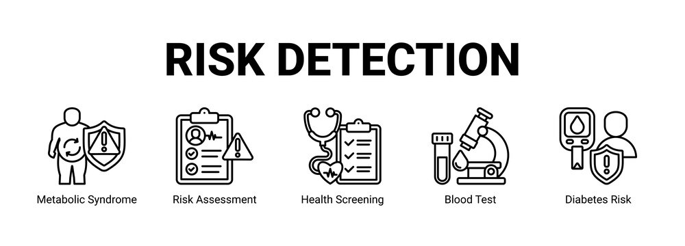 Risk Detection web banner icon concept, with Metabolic Syndrome, Risk Assessment, Health Screening, Blood Test.