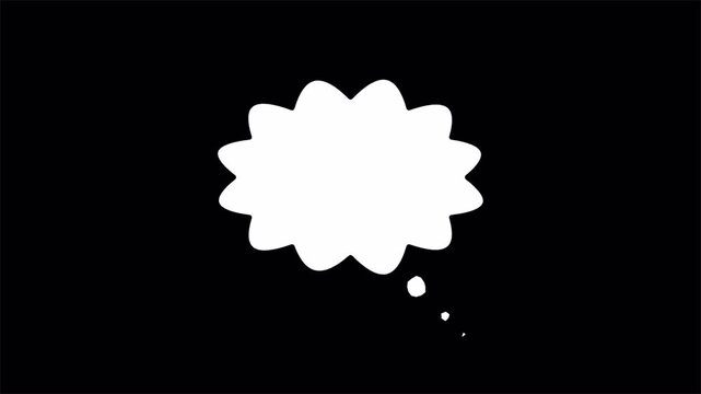 Cartoon cloud thought bubble doodle animation, hand drawn thinking speech icon 4k video
