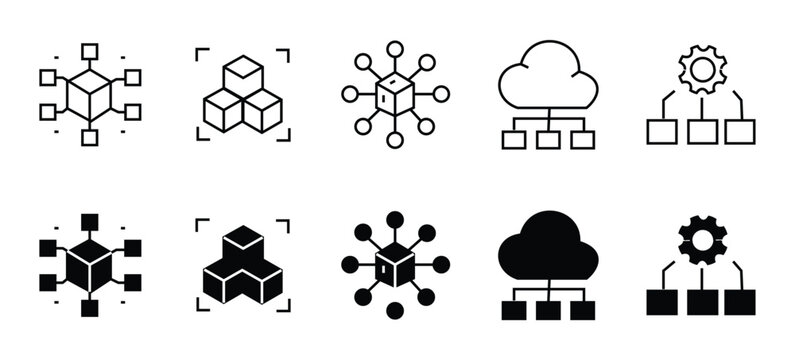 Microservices Icon Set - Cloud Computing and Microservices System Architecture Icon Pack