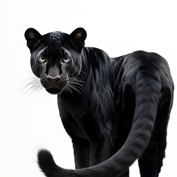 Black panther displays sleek predator stance isolated on white png