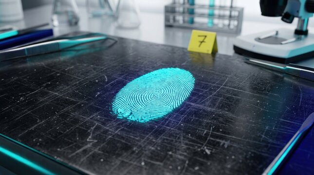 Forensic Science Fingerprint Analysis in Laboratory Setting.