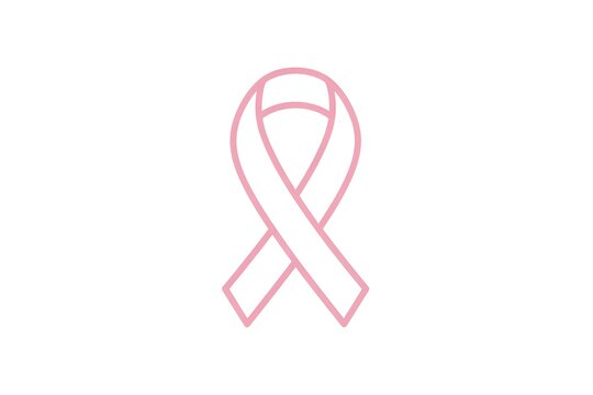 A simple pink ribbon outline illustration graphic symbolizing breast cancer awareness month support and solidarity for patients survivors and advocates around the world providing hope