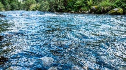 Fototapeta premium Clear Mountain River Flowing Over Rocks