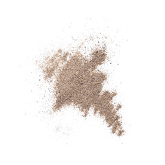 Fototapeta premium Pile of ground black pepper isolated on white background for culinary spice and flavoring ingredient, this culinary spice is a common flavoring ingredient used in cooking and food preparation
