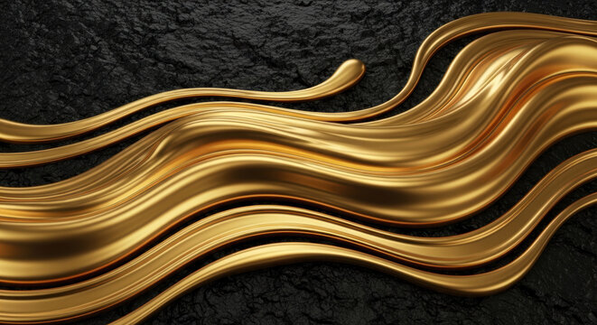 Golden liquid flow black textured background creates dynamic startup funding ecosystem visual with smooth metallic waves