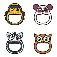 Fototapeta premium Cute Animal Bee, Panda, Zebra, and Owl Photo Frame Collection Cartoon Illustration