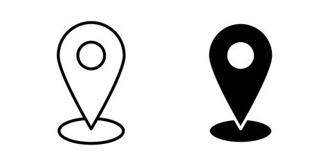 GPS icon with location pin and navigation symbol. Map and direction sign for travel, mobile app and technology designs. Isolated on white background. © vector land