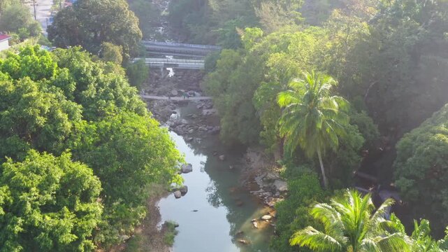 Aerial footage of hot springs in Ranong Province