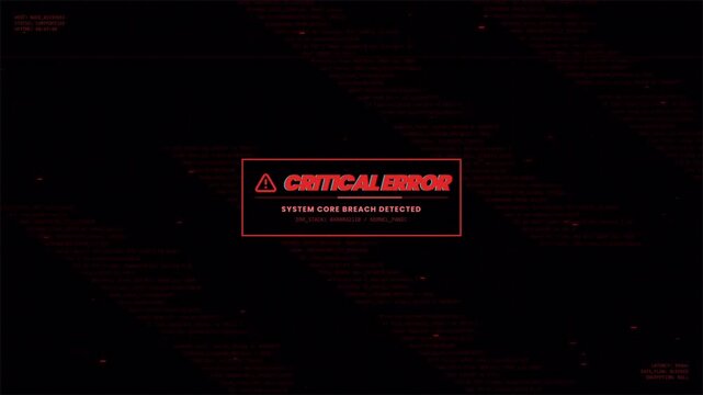 Cybersecurity warning flashing critical error signal, digital system breach notification 4k video