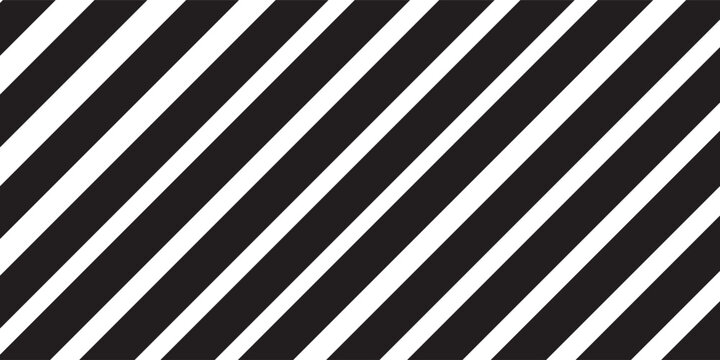 Repeated black diagonal lines on white background. Slanted parallel stripes pattern. Tilted striped print. Angled streaks wallpaper. Abstract minimalistic design. Vector graphic illustration.