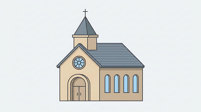 Illustration of a small church building with steeple