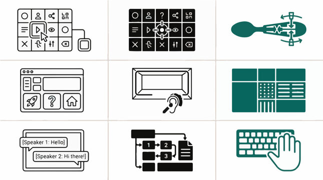 Set of Linear and Solid Digital Interface Icons for Web and Software User Experience Design