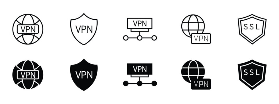 Vpn Tunnel Icon Set - VPN Tunnel Private Network Virtual Connection Secure Server Icons