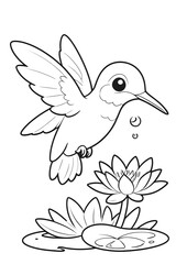 Fototapeta premium Hummingbird coloring page for kids