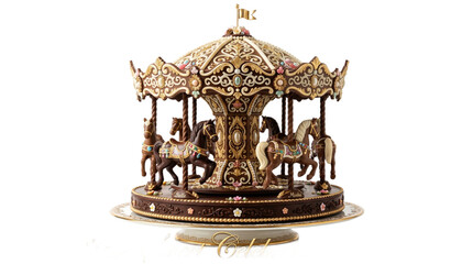 Vintage Golden Carousel Music Box Isolated on White © Khan