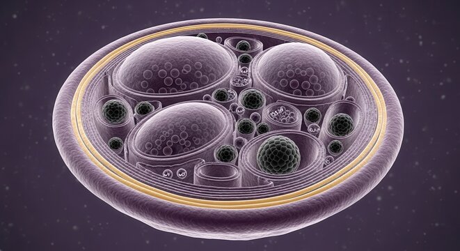 3D medical cross-section of human bone microstructure with cellular detail and glowing highlights