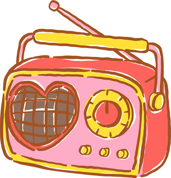 Retro Summer Radio Cartoon Hand Drawn