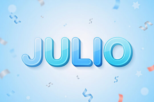 Julio en texto 3d celeste festivo