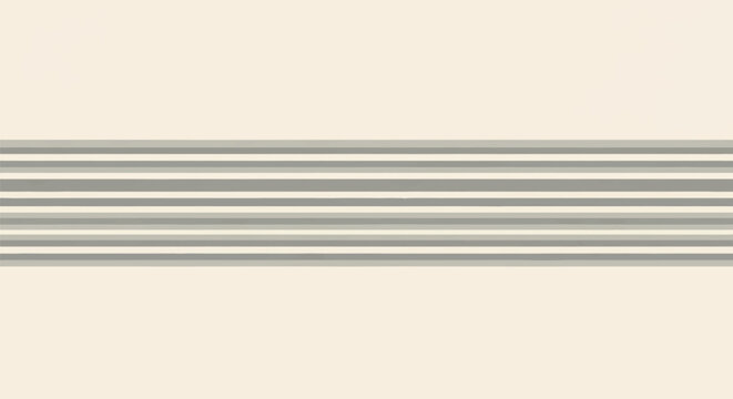 Minimalist horizontal stripe pattern in grey and beige tones on a cream background, featuring parallel lines of varying thickness suitable for textile and wallpaper design.