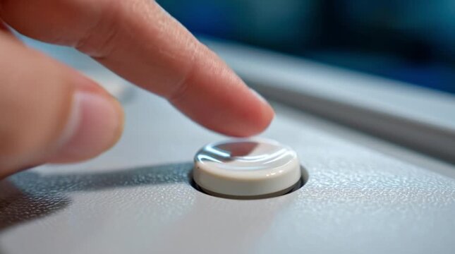 close up of a finger pressing a button