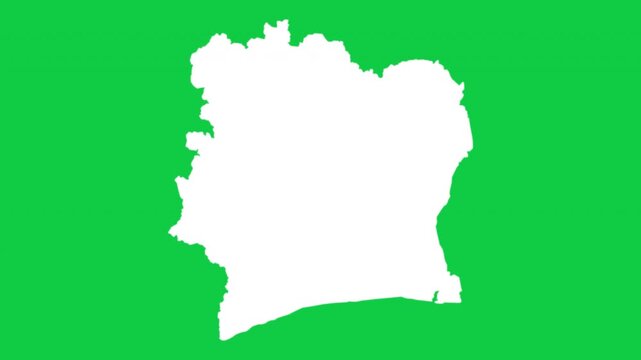 Cote d&rsquo;lvoire map pop animation with green background