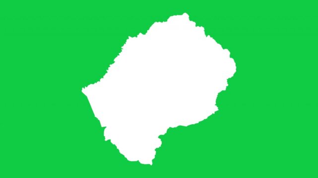 Lesotho map pop animation with green background