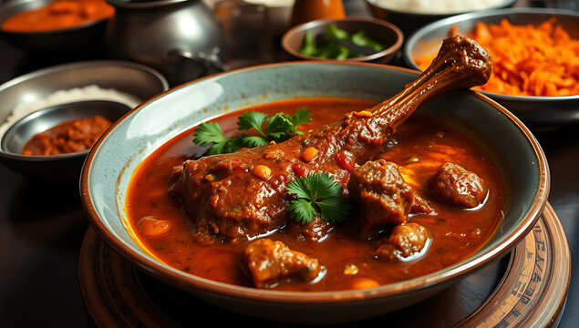 Delicious Pakistani Beef Nihari with Slow-Cooked Shank and Fresh Cilantro