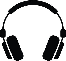 Obraz premium Headphones audio headset sound equipment solid glyph style vector illustration