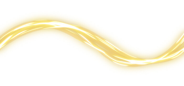 Shining Gold Light Wave Motion Trail Isolated on transparent Background