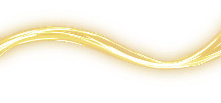 Abstract Bright Golden Neon Curve Wave Light Trail