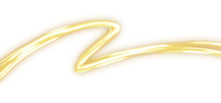 Luxury Gold Glowing Smooth Wave Light Trail on alpha background