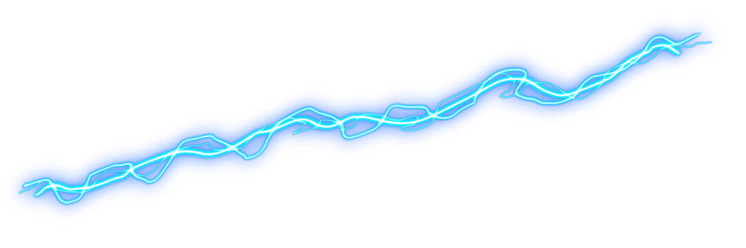 Dynamic Blue Neon Lightning Bolt Wave Line