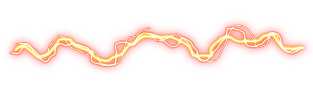 Glowing Orange Fire Light Trail Wave Isolated on transparent Background