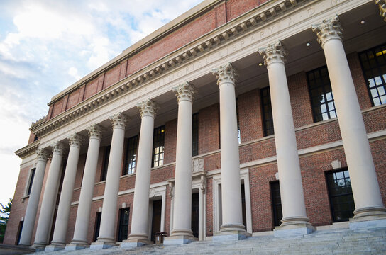 Boston, US-August 12, 2013:Exterior view of Harvard University Library