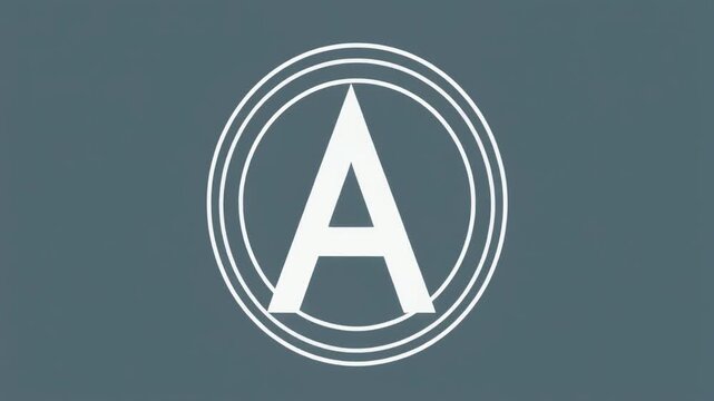 Letter a inside a white circle on a gray background graphic design