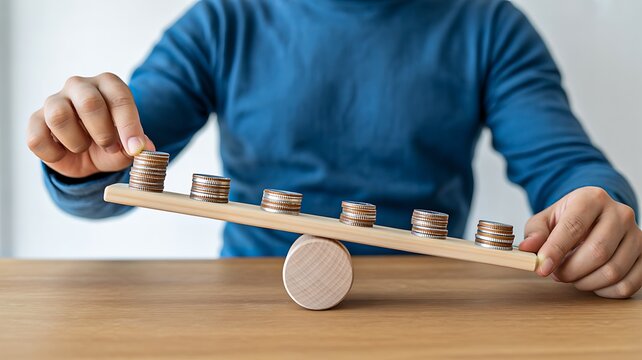 Risk management and business balance strategy concept with financial planning
