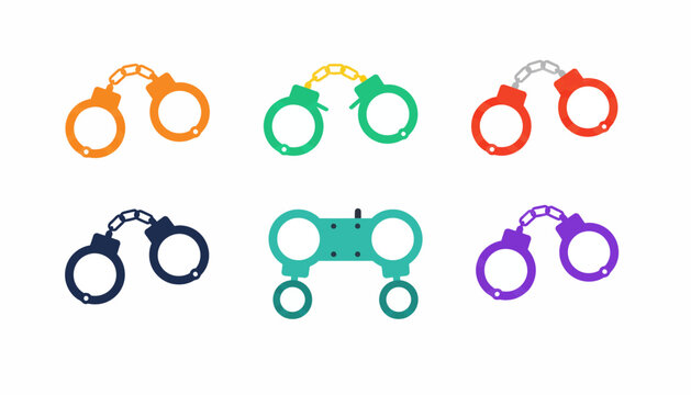 Colorful plastic handcuffs, law enforcement equipment, various colors