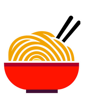 Ramen Noodle Bowl Vector Icon Hot Steaming Asian Cuisine Design