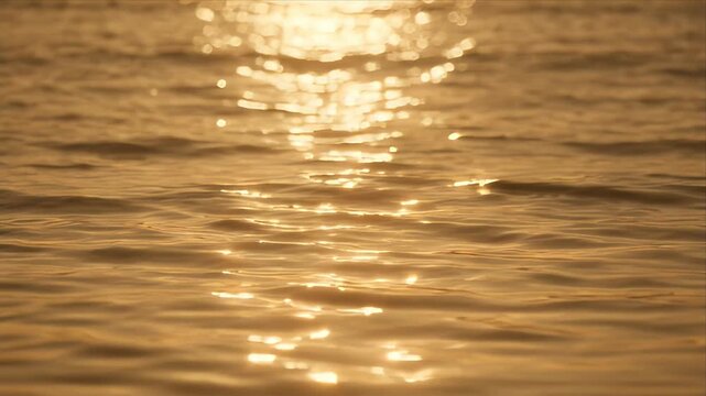 NatureGolden sunlight ocean reflection wave water close up warm shimmering sea surface calm ripple abstract coastal nature sunset tranquil background nature scene