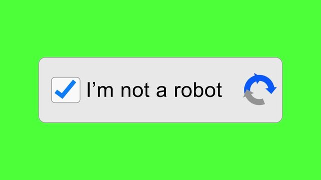 Captcha Verification Animation or I&rsquo;m Not a Robot verification Checkbox UI animation with.Close-up of a robot hand singing captcha on a smartphone.