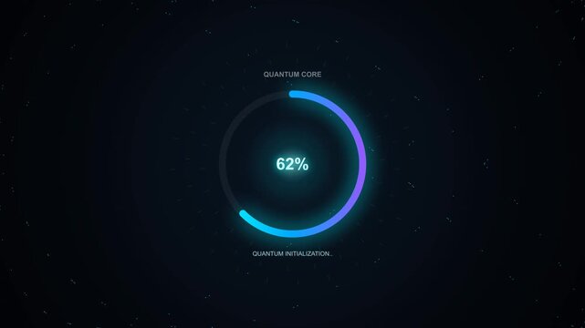 A loading animation displays 100 percent completion on a dark screen