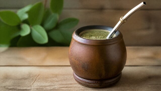 traditonal. A traditional mate gourd with yerba mate leaves and a bombilla straw inside. bar promotions, beverage menus, designed for product packaging and bar promotions, inspires menu design.