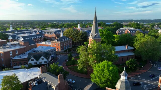 A majestic, historic old town in Baltimore, USA, in the morning