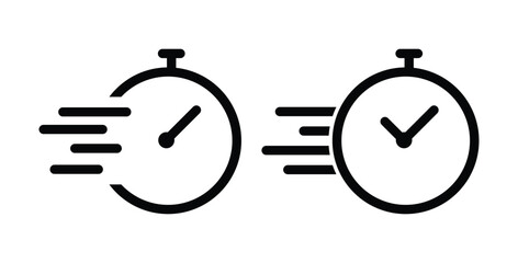 Quick time icon set. Time management stopwatch. speed and efficiency concepts. rapid service delivery icons. rapid time indicators.  © Sultana Design