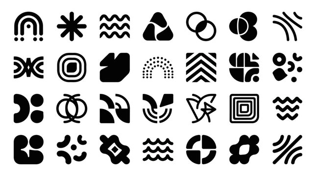 Collection of various abstract shapes icons.