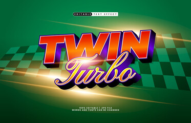 Naklejka premium Twin Turbo Editable Text Effect - High Speed Racing Typography for Gaming and Sports Design